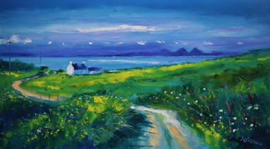 Summer eveninglight Isle of Gigha and the Paps of Jura 18x32